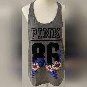 Pink victoria's secret sequin oversized racer back 86  tank top